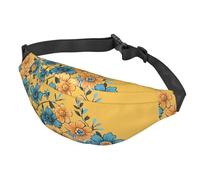 Sac banane orange pour homme et femme - Sac banane imperméable avec ceinture réglable - Sac à bandoulière décontracté - Sac banane de voyage pour le sport, la course à pied, le cyclisme, Motif floral