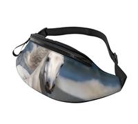 Sac banane Pad Teckel pour homme et femme, sac banane tendance, sac banane pour voyage, sport, marche, Cheval blanc courant sur la mer, Taille unique