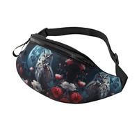 Sac banane Pad Teckel pour homme et femme, sac banane tendance, sac banane pour voyage, sport, marche, Chouette parmi les fleurs la nuit, Taille unique