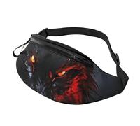 Sac banane Pad Teckel pour homme et femme, sac banane tendance, sac banane pour voyage, sport, marche, Grand loup noir aux yeux rouges, Taille unique