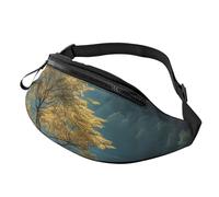 Sac banane paisible pour homme et femme, sac à bandoulière réglable, adapté pour les voyages, la randonnée, la course à pied, Lac paisible et arbre, Taille unique