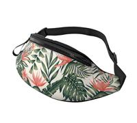 Sac Banane Palmiers Et Plumeria du Paradis Portable Sac De Taille Grande Capacité Sacoche Ceinture pour Promenade De Chien Gym Homme 14X35Cm