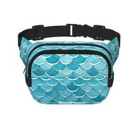Sac banane papillon pour homme et femme - Sac banane double réglable pour voyage, sport et quotidien, Blue Waves Squama Écailles de sirène, Taille unique