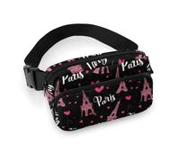 Sac banane Paris Eiffel avec imprimé cœur pour femme, sac banane tendance
