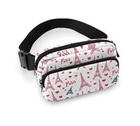 Sac banane Paris Eiffel imprimé rose pour femme, sac banane tendance