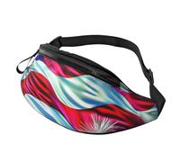 Sac banane patriotique du 4 juillet imprimé drapeau américain avec trou pour écouteurs pour homme et femme - Sac banane de sport réglable pour l'extérieur, l'entraînement, la randonnée, Noir , Taille