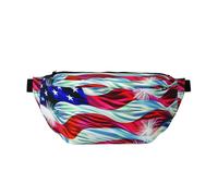 Sac banane patriotique du 4 juillet imprimé drapeau américain pour homme et femme, sac banane réglable pour voyage, sport, course à pied, randonnée, Noir , Taille unique