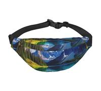 Sac banane paysage de lac pour homme et femme - Sac banane à bandoulière pour partout - Sac banane avec sangle réglable - Sac de poitrine décontracté pour la randonnée en plein air - Noir - Taille