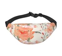 Sac banane Peach Peony pour homme et femme, sac banane à bandoulière, sac banane avec sangle réglable, sac de poitrine décontracté pour randonnée, cyclisme, noir, taille unique, Noir , Taille unique