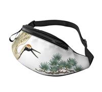 Sac banane Penguins pour homme et femme, sac de poitrine réglable tendance, sac banane de voyage, sport, marche, Deux grues japonaises volant peinture traditionnelle, Taille unique