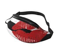 Sac banane Penguins pour homme et femme, sac de poitrine réglable tendance, sac banane de voyage, sport, marche, Bouche rouge imprimée en rayures noires et blanches, Taille unique