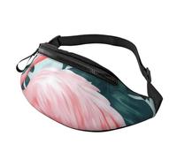 Sac banane personnalisé avec imprimé flamant rose et feuille verte, sac à bandoulière léger et polyvalent pour les aventures quotidiennes et en plein air, Noir , Taille unique, Sac à dos décontracté