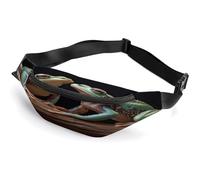 Sac banane personnalisé avec sangle réglable, motif tortue et pieuvre, sac banane décontracté pour voyage, sport, course à pied, randonnée, Deux grenouilles, 36*15cm, Sac à dos décontracté