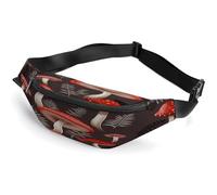 Sac banane personnalisé avec sangle réglable, sac banane à imprimé papillon mignon violet pour voyage, sport, course à pied, randonnée, Champignons rouges., 36*15cm, Sac à dos décontracté