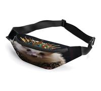 Sac banane personnalisé avec sangle réglable, sac banane décontracté pour voyage, sport, course à pied, randonnée, Couronne avec hérisson, 36*15cm, Sac à dos décontracté