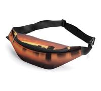 Sac banane personnalisé avec sangle réglable, sac banane décontracté pour voyage, sport, course à pied, randonnée, Boston Charles River City Skyline Sunset, 36*15cm, Sac à dos décontracté