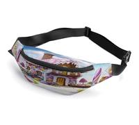 Sac banane personnalisé avec sangle réglable, sac banane décontracté pour voyage, sport, course à pied, randonnée, Candy House, 36*15cm, Sac à dos décontracté