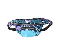 Sac banane personnalisé avec sangle réglable, sac de voyage tendance à une épaule avec paillettes scintillantes, sac à bandoulière pliable polyvalent pour femmes et filles, unisexe, Bleu/violet,