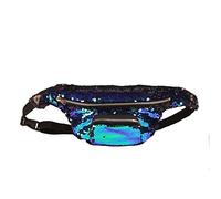 Sac banane personnalisé avec sangle réglable, sac de voyage tendance à une épaule avec paillettes scintillantes, sac à bandoulière pliable polyvalent pour femmes et filles, unisexe, Noir éblouissant,