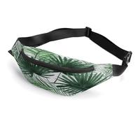 Sac banane personnalisé avec sangle réglable, silhouette de branche d'arbre au crépuscule, sac banane décontracté pour voyage, sport, course à pied, randonnée, Motif feuille de palmier transparent,