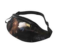 Sac banane personnalisé imprimé aigle à tête blanche 3D, sac à bandoulière léger et polyvalent pour les aventures quotidiennes et en plein air, Noir , Taille unique, Sac à dos décontracté