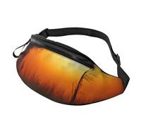 Sac banane personnalisé imprimé avion sur le lac, sac à bandoulière léger et polyvalent pour les aventures quotidiennes et en plein air, Coucher de soleil sur gazon, Taille unique, Sac à dos