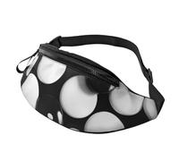Sac banane personnalisé imprimé avion sur le lac, sac à bandoulière léger et polyvalent pour les aventures quotidiennes et en plein air, Gros pois noirs et blancs., Taille unique, Sac à dos