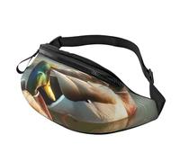 Sac banane personnalisé imprimé canard natation, sac à bandoulière léger et polyvalent pour les aventures quotidiennes et en plein air, Noir , Taille unique, Sac à dos décontracté