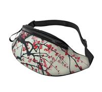 Sac banane personnalisé imprimé cerisier japonais, sac à bandoulière léger et polyvalent pour les aventures quotidiennes et en plein air, Noir , Taille unique, Sac à dos décontracté