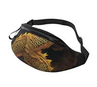 Sac banane personnalisé imprimé dragon jaune doré chinois, sac à bandoulière léger et polyvalent pour les aventures quotidiennes et en plein air, Noir , Taille unique, Sac à dos décontracté