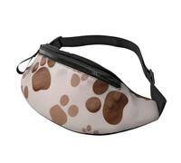 Sac banane personnalisé imprimé ferme avec cerf, sac à bandoulière léger et polyvalent pour les aventures quotidiennes et en plein air, Empreintes de pattes de chien., Taille unique, Sac à dos