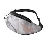 Sac banane personnalisé imprimé marbre blanc or rose, sac à bandoulière léger et polyvalent pour les aventures quotidiennes et en plein air, Noir , Taille unique, Sac à dos décontracté