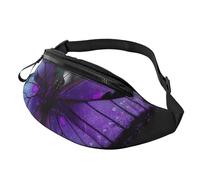 Sac banane personnalisé imprimé rose rouge, sac à bandoulière léger et polyvalent pour les aventures quotidiennes et en plein air, Purple Butterfly Art, Taille unique, Sac à dos décontracté