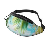 Sac banane personnalisé imprimé sur le thème des plantes de plage tropicales, sac à bandoulière léger et polyvalent pour les aventures quotidiennes et en plein air, Noir , Taille unique, Sac à dos
