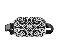 Sac banane plat à motif géométrique Vortex noir tendance pour homme et femme résistant à l'eau avec sangle réglable pour voyage, gym, travail, Motif géométrique plat vortex noir, 1 size