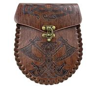 Sac banane portable médiéval en cuir vintage en relief Sac à main Sac à dés Fournitures Cosplay, b