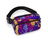 Sac Banane Portable pour Femme, Sac Banane Tendance, Petit Sac à Motif avec Sangle réglable pour la Course, la randonnée, l'entraînement, Les Voyages, Compatible avec Les gribouillis colorés, Paysage