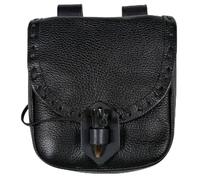 Sac Banane Porte-Monnaie médiéval, Pochette en Cuir PU Fait Main avec Boucle en Corne et Lien, Accessoire de Cosplay Renaissance for foires Portefeuilles(Svart)