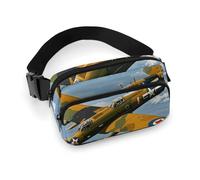 Sac banane pour avion de la Seconde Guerre mondiale pour homme et femme - Sac banane réglable et décontracté pour voyage, sport, randonnée, blanc, 20,1 x 13 cm, blanc, 7.9x5.1inches