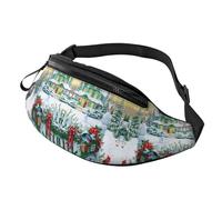 Sac banane pour boîte aux lettres et cadeaux de Noël pour homme et femme, sac banane en polyester imprimé pour voyage, marche, sport avec sangle réglable, Noir , Taille unique