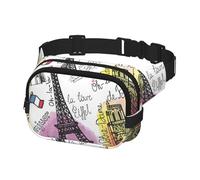 Sac banane pour course à pied, homme et femme, sac banane pour voyage, entraînement, randonnée, monuments de Paris aquarelle