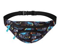 Sac banane pour enfant garçon et fille avec ceinture réglable pour enfants, tout-petits, voyages, extérieur, course, sport, âge 2-4, 3-5, 4-6, 6-8, 6-9, dinosaure bleu fossile, Camions noirs