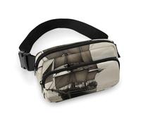 Sac banane pour femme à thème nautique, voile, pirate, poches zippées, sangle réglable, sac de hanche pour voyage, cyclisme, course à pied, randonnée, style, 20 x 13 cm, Style :, 20x13cm