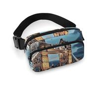 Sac banane pour femme avec bandoulière Tower Bridge à Londres. Sac de ceinture avec poches zippées, sangle réglable, sac de hanche pour voyage, cyclisme, course à pied, randonnée, style 20 x 13 cm,