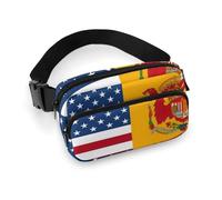 Sac banane pour femme avec drapeau américain espagnol - Poches zippées - Sangle réglable - Portefeuille pour voyage, cyclisme, course à pied, randonnée, style 20 x 13 cm, Style :, 20x13cm