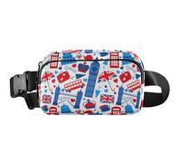 Sac banane pour femme avec drapeaux patriotiques bleus, sac banane mignon imperméable à bandoulière, drapeaux patriotiques bleus, 20,3 x 13,5 x 5,8 cm, drôle mignon, drapeaux patriotiques bleus, 20,3