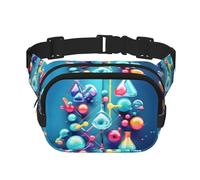 Sac banane pour femme avec illustration abstraite, science, chimie, impression 3D, tendance, sac banane pour voyage, course à pied, noir, One Size
