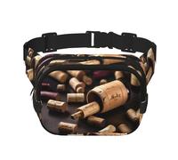 Sac banane pour femme avec imprimé bouteille de vin en liège pour voyage, course à pied, chasse pour adulte, noir, One Size