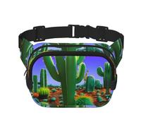 Sac banane pour femme avec imprimé cactus désert pour le quotidien, le voyage, la course à pied, la chasse pour adultes, noir, One Size