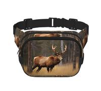 Sac banane pour femme avec imprimé cerf, ours et élan, pour le voyage, l'extérieur, la course à pied, la chasse pour adultes, noir, One Size